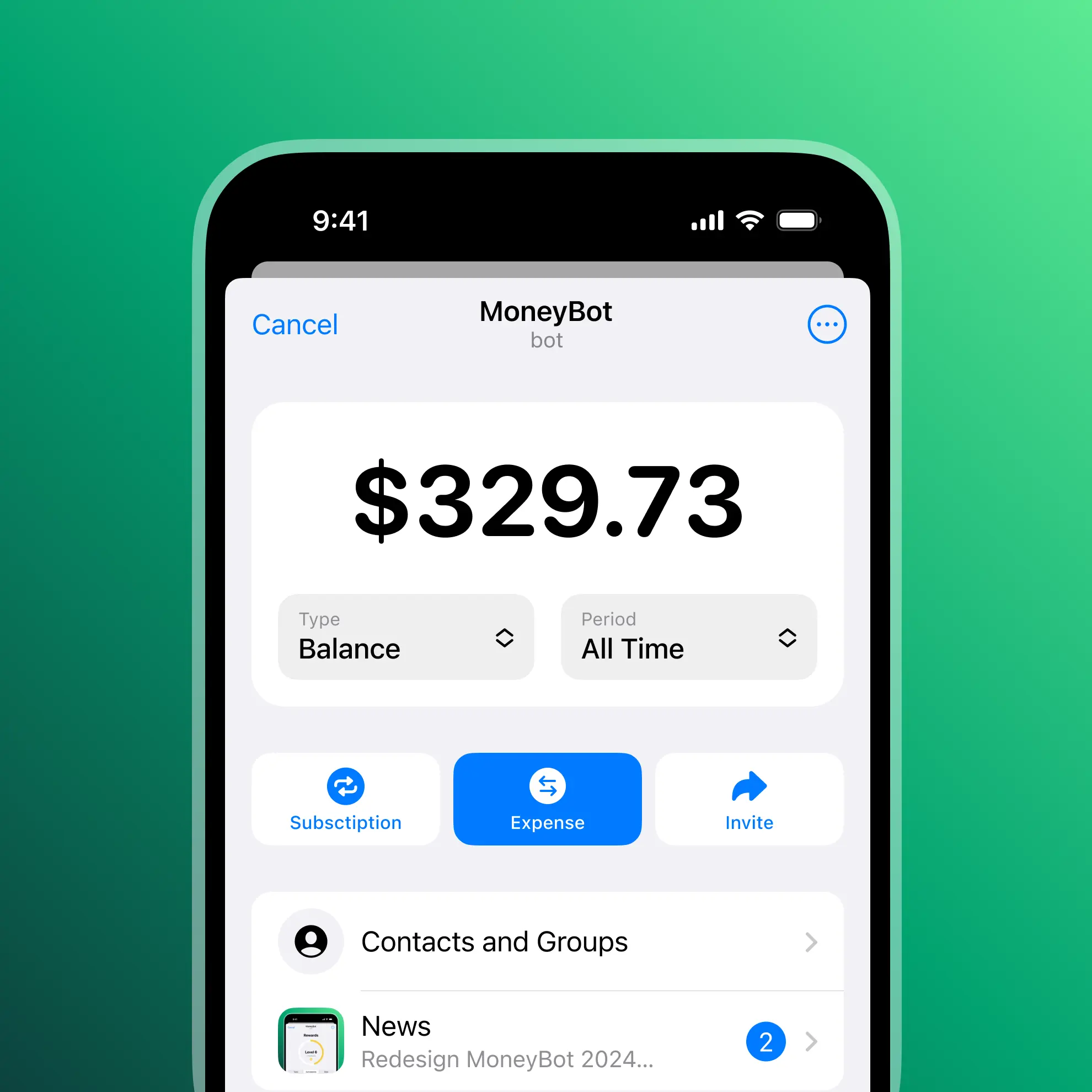 MoneyTab App Screenshot